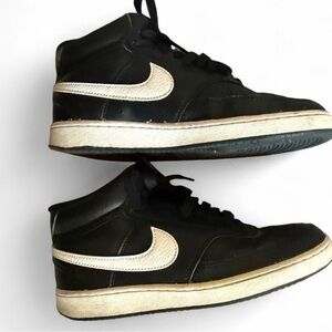 Nike Black Mid-Top Sneakers with White Swoosh